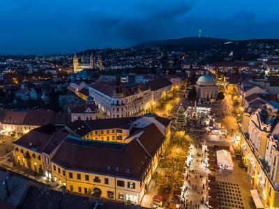 Aerial photo of Advent in Pecs, Hungary-stock-photo