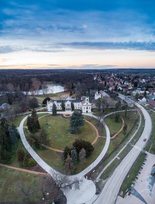 Beautiful Brunszvik Castle in Martonvasar, Hungary-stock-photo