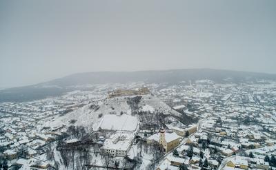 Beautiful panoramaic view of Fortress of Sumeg, Hungary at winter-stock-photo