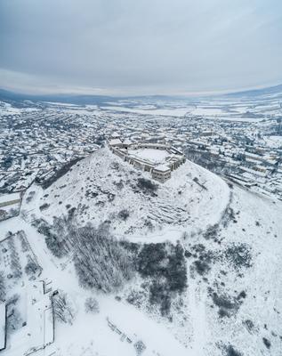 Beautiful panoramaic view of Fortress of Sumeg, Hungary at winter-stock-photo