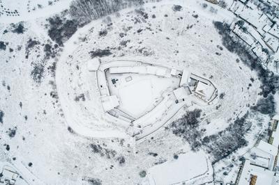 Beautiful panoramaic view of Fortress of Sumeg, Hungary at winter-stock-photo