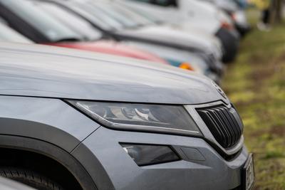 many parking cars in an outdoor garage-stock-photo