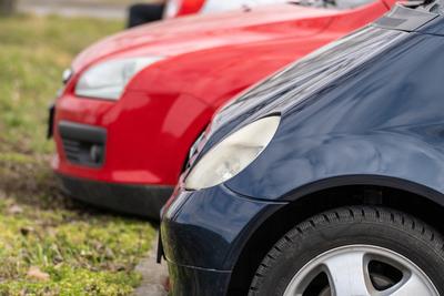 many parking cars in an outdoor garage-stock-photo