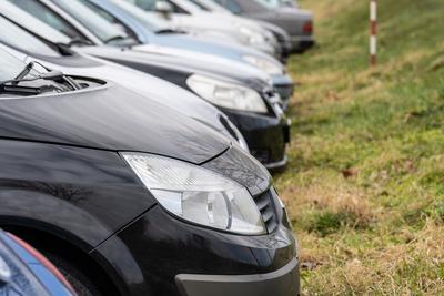 many parking cars in an outdoor garage-stock-photo