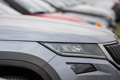 many parking cars in an outdoor garage-stock-photo