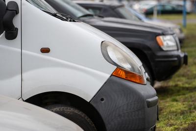 many parking cars in an outdoor garage-stock-photo