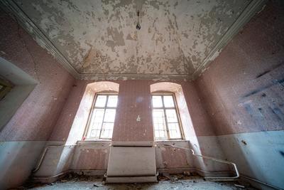 interior of an old abandoned castle-stock-photo