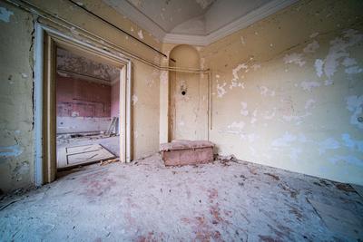 interior of an old abandoned castle-stock-photo