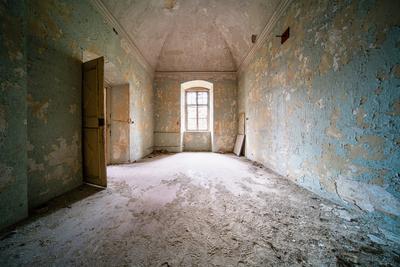 interior of an old abandoned castle-stock-photo