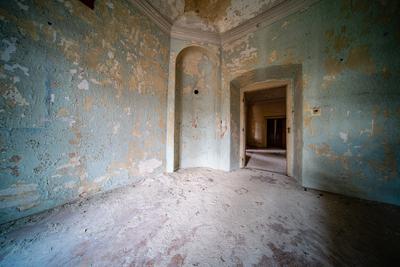 interior of an old abandoned castle-stock-photo