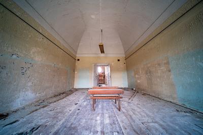 interior of an old abandoned castle-stock-photo