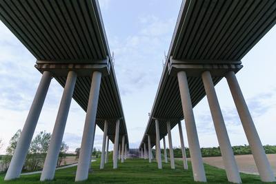 Hungarian M6 highway with tunel at evening-stock-photo