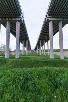 Hungarian M6 highway with tunel at evening-stock-photo