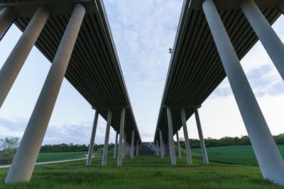 Hungarian M6 highway with tunel at evening-stock-photo