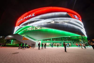 Budapest, Hungary -- May 07, 2024 A view of the monumental MVM Dome sport arena-stock-photo