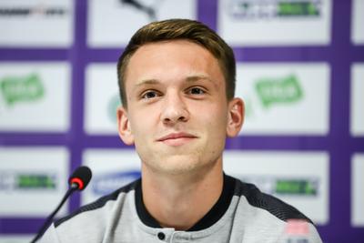 Football Conference League - Press conference before the match against Újpest FC- FC Basel-stock-photo