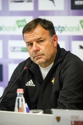 Football Conference League - Press conference before the match against Újpest FC- FC Basel-stock-photo