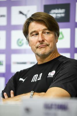 Football Conference League - Press conference before the match against Újpest FC- FC Basel-stock-photo