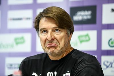 Football Conference League - Press conference before the match against Újpest FC- FC Basel-stock-photo