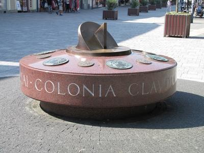 Szombathely (Hungary), 12 September 2016The Emperor's Stone. It quotes Savaria colonized in the emperor Claudius era.A Császárkõ. A Claudius császár korában gyarmatosított Savariát idézi. Alkotta: ifj. Blaskó János (2006).-stock-photo