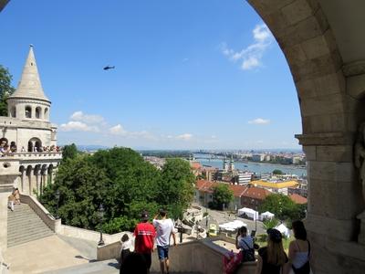 Tourists on the Fisherman's Bastion - Budapest - Hungary-stock-photo