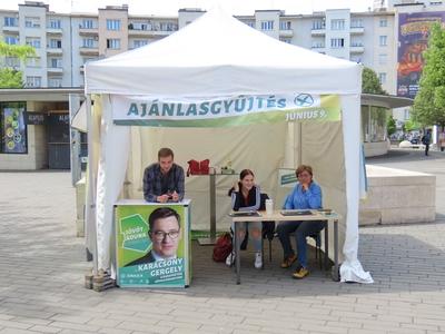 Campain tent - Elections June 9 2024 - Budapest-stock-photo