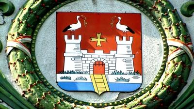 Coat of arms of the city of Kalocsa - Hungary-stock-photo