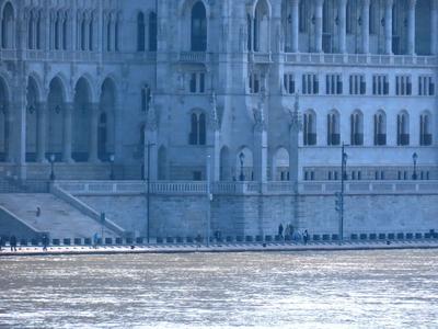 Flooded Danube river - Budapest - Parliament-stock-photo