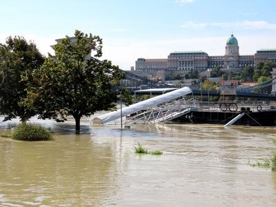 Overflowed Danube river - Submerged Pest quay - Budapest - Boris Cyclone-stock-photo