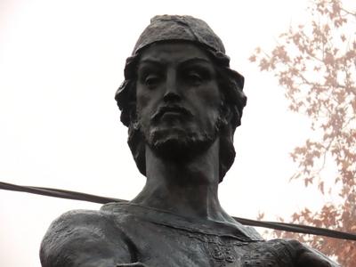 Statue of Sota Rustaveli - Georgian poet and thinker - Budapest-stock-photo