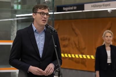 M3 underground line partial restart press conference in Budapest-stock-photo