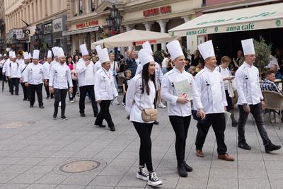 Cook procession in Budapest-stock-photo