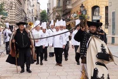 Cook procession in Budapest-stock-photo