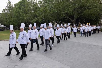 Cook procession in Budapest-stock-photo