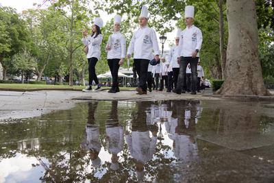 Cook procession in Budapest-stock-photo