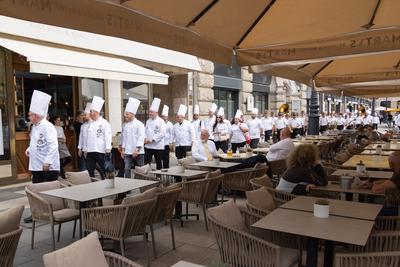 Cook procession in Budapest-stock-photo