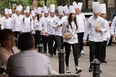 Cook procession in Budapest-stock-photo