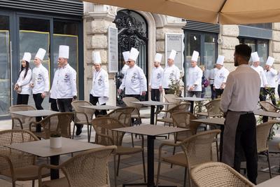 Cook procession in Budapest-stock-photo