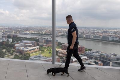 Stair running competition in MOL Campus tower in Budapest-stock-photo