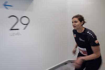 Stair running competition in MOL Campus tower in Budapest-stock-photo