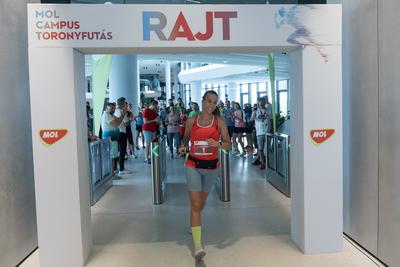 Stair running competition in MOL Campus tower in Budapest-stock-photo