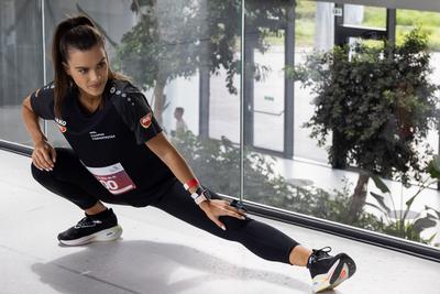 Stair running competition in MOL Campus tower in Budapest-stock-photo