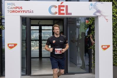 Stair running competition in MOL Campus tower in Budapest-stock-photo