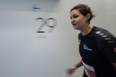 Stair running competition in MOL Campus tower in Budapest-stock-photo