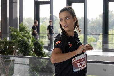 Stair running competition in MOL Campus tower in Budapest-stock-photo