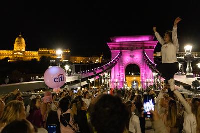 Pink light painting for breast cancer awareness-stock-photo