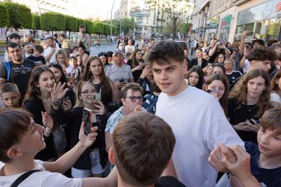 Sneaker crowd in Budapest-stock-photo