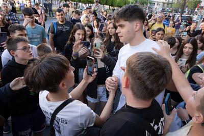 Sneaker crowd in Budapest-stock-photo