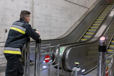 Firemen metro stair running competition in Budapest-stock-photo