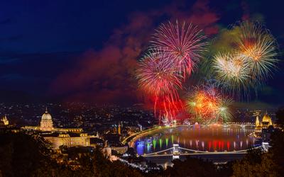 Fireworks in August 20th in Budapest-stock-photo